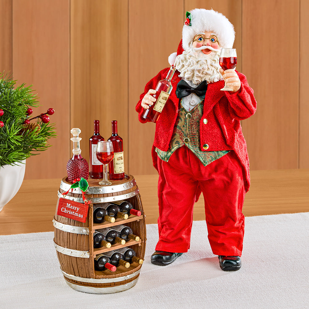 Kurt Adler Fabriché Wine Tasting Santa Figurine Set