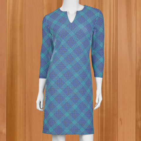 Lulu-B Women's Notched V-Neck Sun Protection Dress, Fox Island Tartan