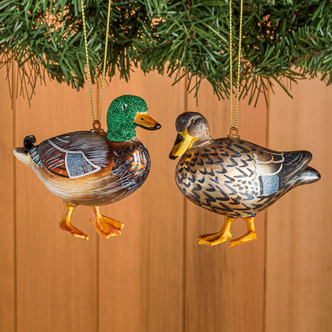 Cody Foster Glass Ornaments, Mallard Ducks
