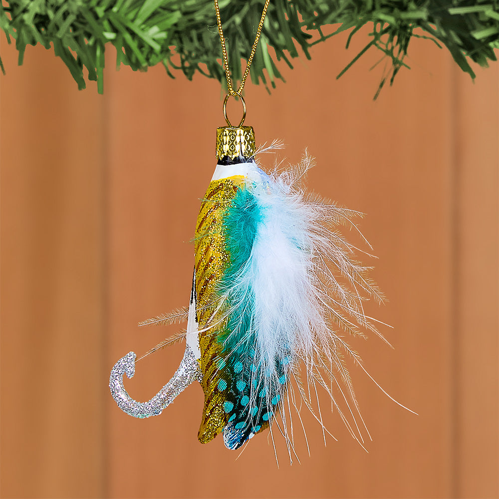 Cody Foster Glass Ornament, Vintage Fly Fishing Lures