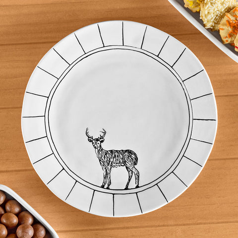Hope + Mary Porcelain Woodland Animal Salad / Dessert Plate, Deer