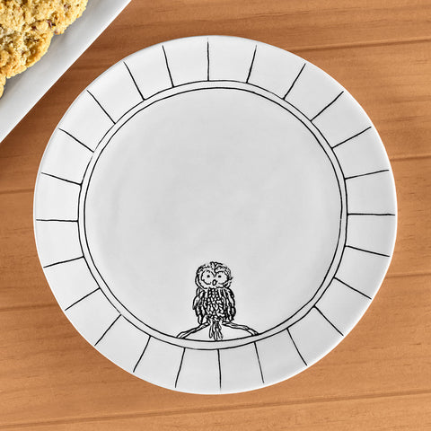 Hope + Mary Porcelain Woodland Animal Salad / Dessert Plate, Owl