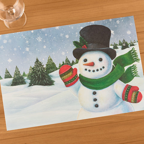 Hester & Cook Paper Placemats, Jolly Winter Snowman