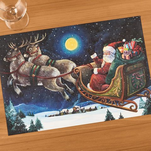 Hester & Cook Paper Placemats, Santa's Sleigh Ride
