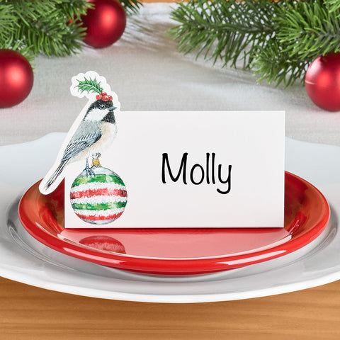Hester & Cook Place Cards, Christmas Ornament Chickadee