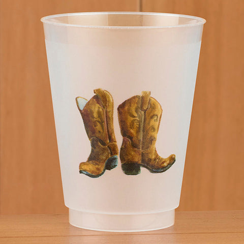 Taylor Paladino Frosted Plastic Cups, Set of 6 - Cowboy Boots