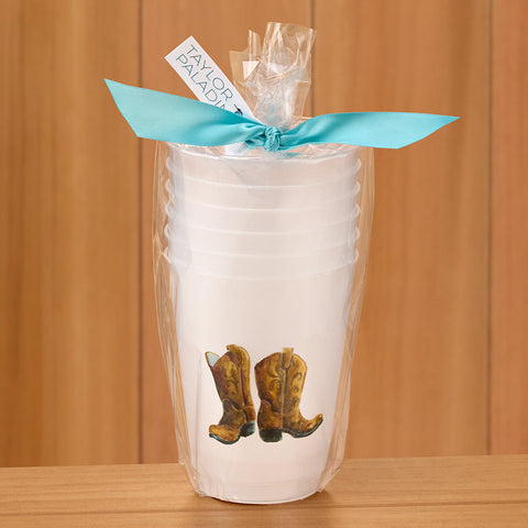 Taylor Paladino Frosted Plastic Cups, Cowboy Boots