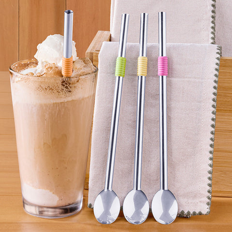 Stainless Steel Spoon Straw Set
