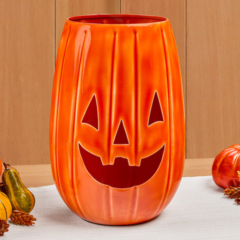Jack-O-Lantern Enameled Hurricane Luminary