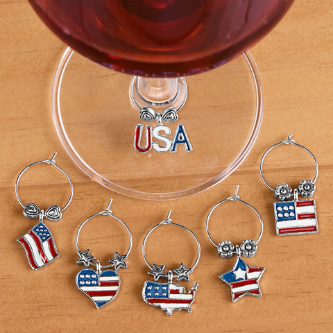 Wine Charms Glass Marker Set, Go USA