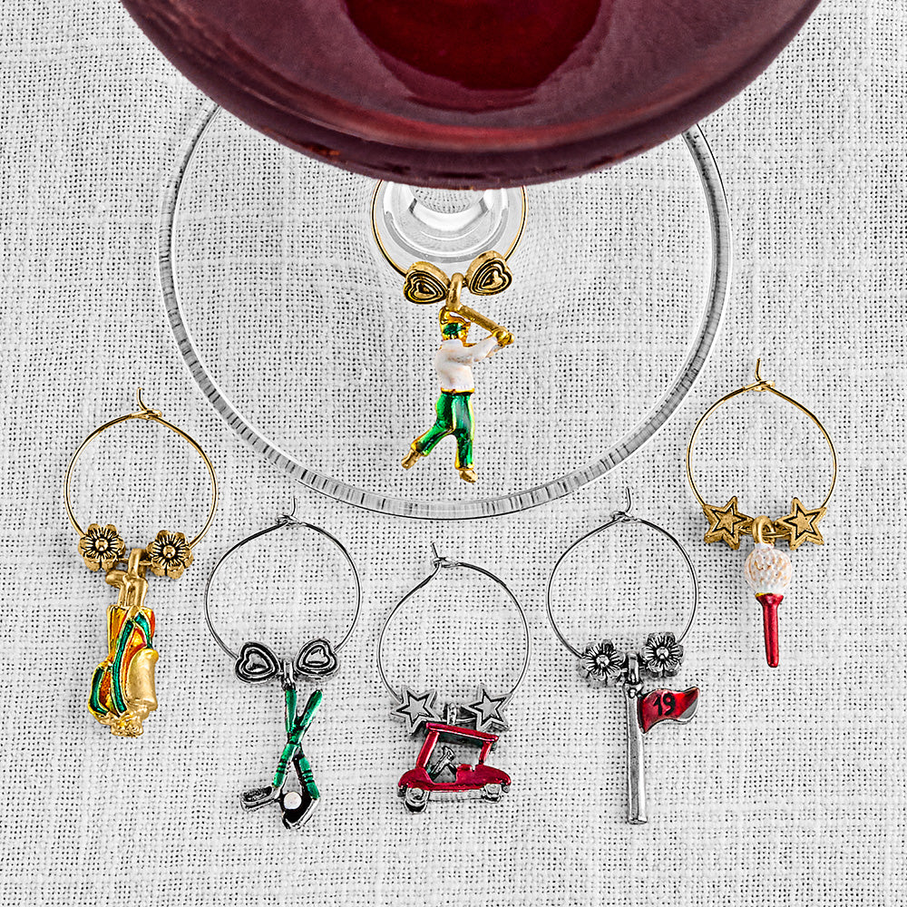 Wine Charms Glass Marker Set, Golf
