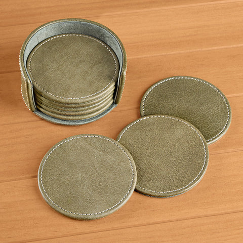Zodax Ruvo Leather Coaster Set with Holder