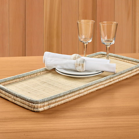 Zodax Laloma Woven Rattan & Abaca Basket Tray