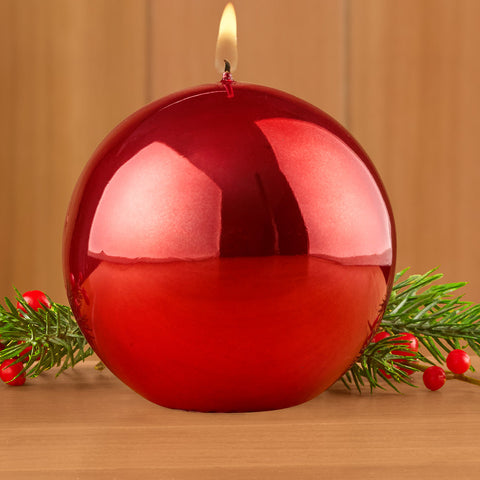 Zodax Metallic Ball Candles, Red