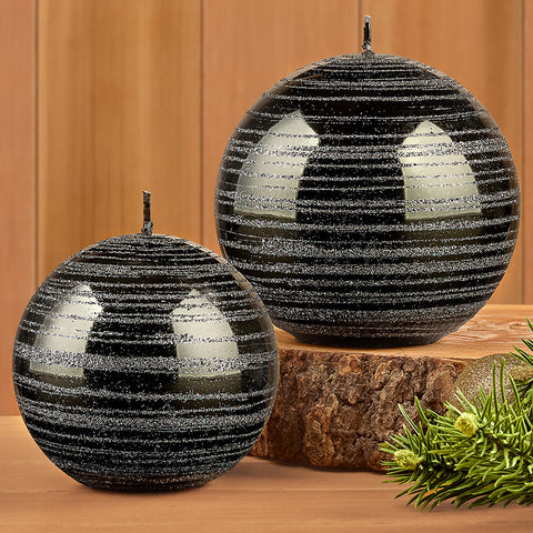 Zodax Metallic Ball Candles, Hunter Green and Gold Glitter