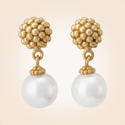 Capucine De Wulf Berry Gold Pearl Drop Stud Earrings