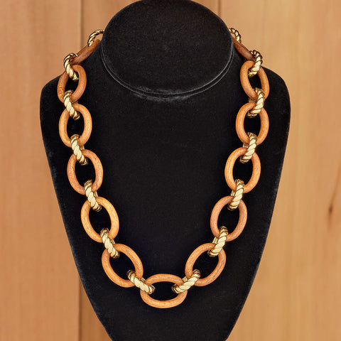Capucine De Wulf Earth Goddess Gold and Teak Link Chain Necklace