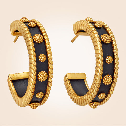Capucine De Wulf Berry Gold and Ebony Hoop Earrings