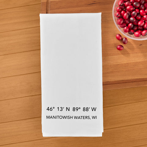 Manitowish Waters Flour Sack Tea Towel, Coordinates