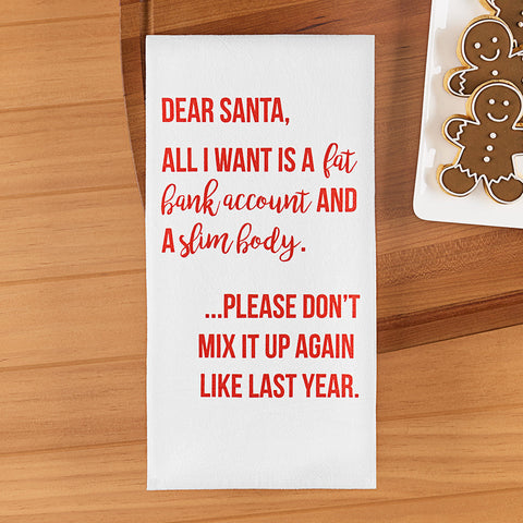 Flour Sack Tea Towel, Dear Santa