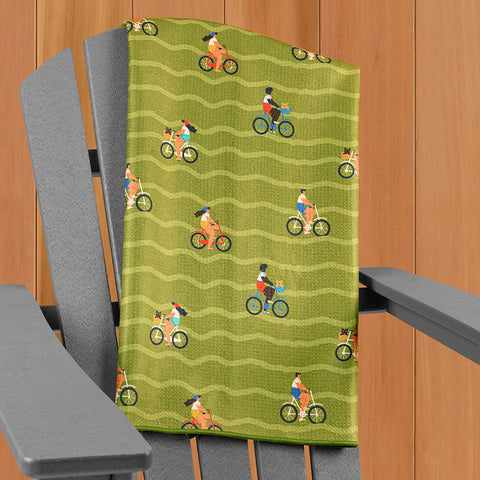 Reversible Microfiber Pool Towel, Bike Ride