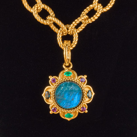 Capucine De Wulf Contessa Belle Nuit Gold and Gemstones Pendant