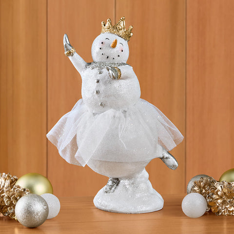 Glittered Resin Ballerina Princess Snowman Figurines