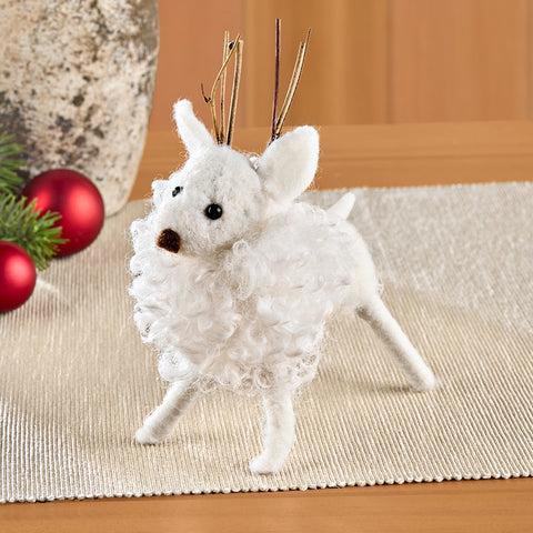 Wool Deer with Twig Antlers Ornament