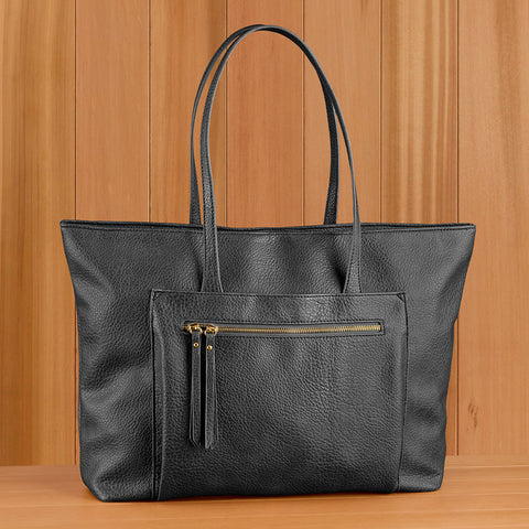 22 Tote Vegan Leather Zip Tote Handbag with Zip Pockets