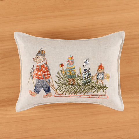 Coral & Tusk 12" x 16" Embroidered Linen Pillow, Christmas Tree Sled