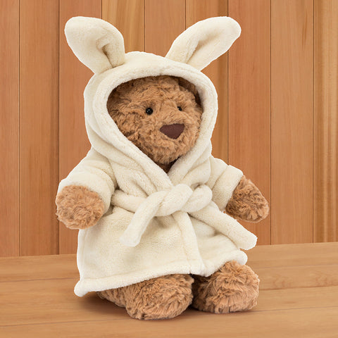 Jellycat Stuffed Animal Plush Toy, Bartholomew Bear in Bunny Bathrobe