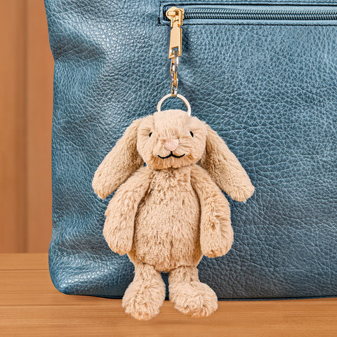 Jellycat Stuffed Animal Plush Bag Charm, Bashful Bunny Beige