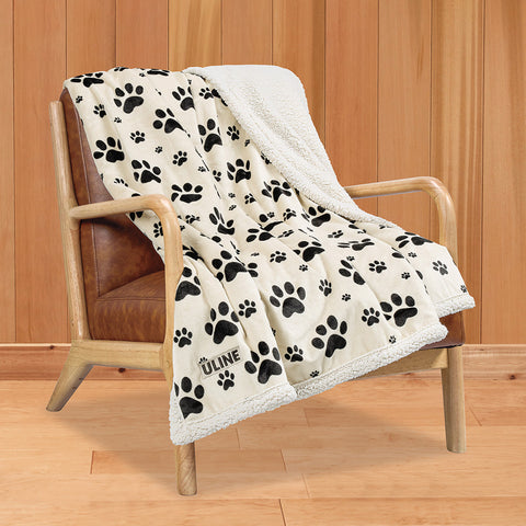Lamb's Wool Throw Blanket, Paw Print
