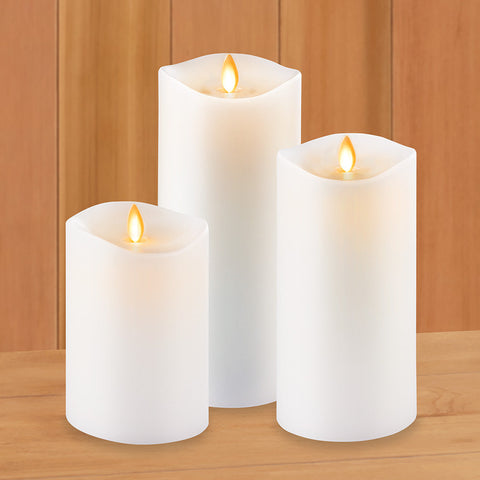 Luminara Unscented Flameless Pillar Candle Set with Remote Control