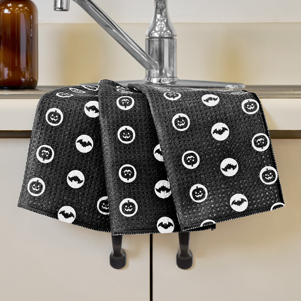 Geometry Dishcloth Set, Spooky Silhouettes for Halloween