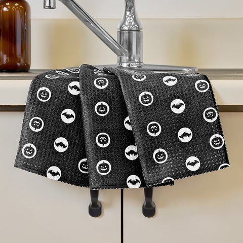 Geometry Dishcloth Set, Spooky Silhouettes for Halloween
