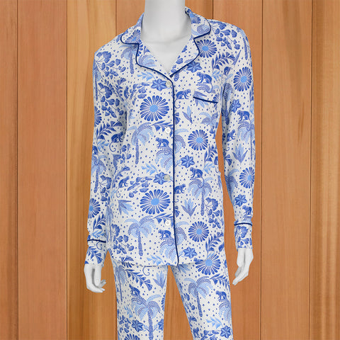 The Cat's Pajamas Women's Pima Knit Pajama Set, Palmera