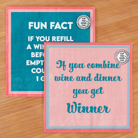 Drinks on Me Cocktail Napkins, Wine and Dinner Is Winner