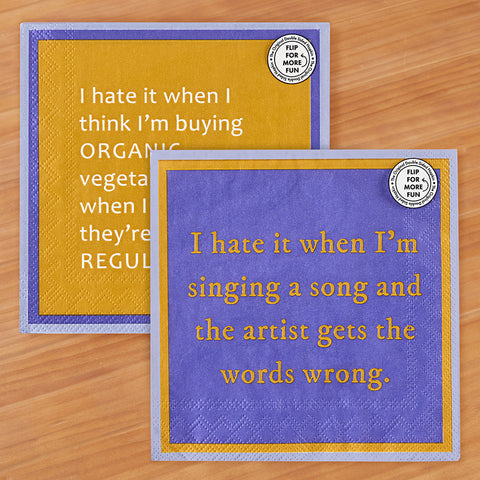 Drinks on Me Cocktail Napkins, Singing the Words Wrong