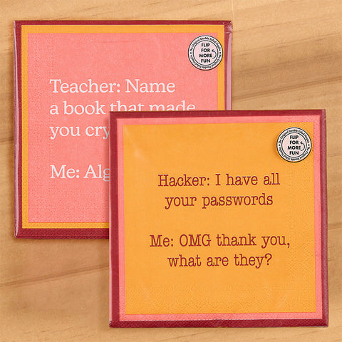 Drinks on Me Cocktail Napkins, Hacker