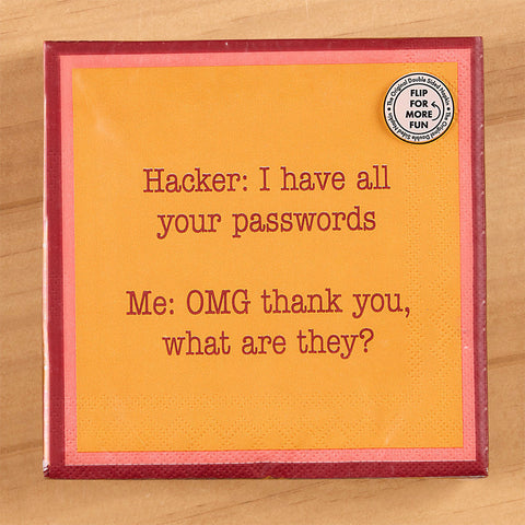 Drinks on Me Cocktail Napkins, Hacker