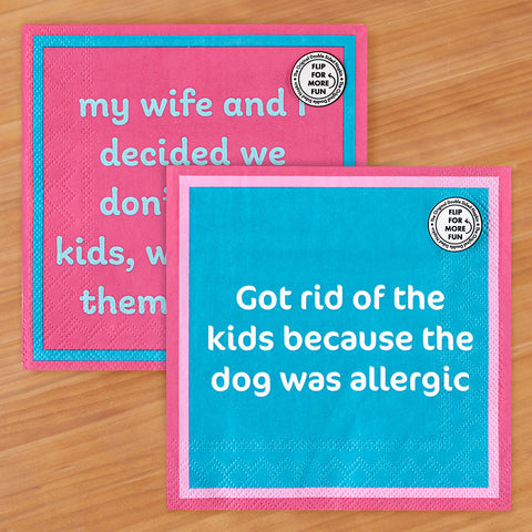 Drinks on Me Cocktail Napkins, Allergic to Kids