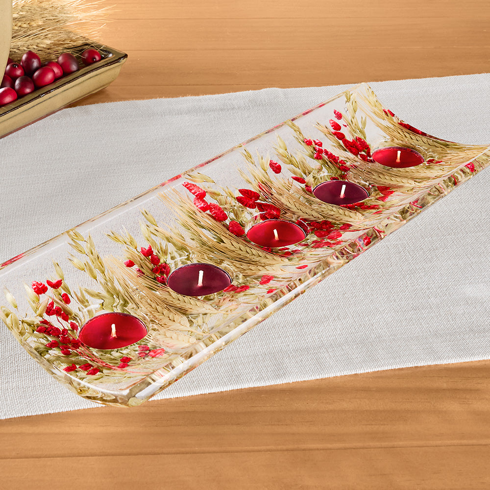 Riccardo Marzi Long Resin Tealight Candle Holder, Red Wheat