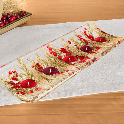 Riccardo Marzi Long Resin Tealight Candle Holder, Red Wheat