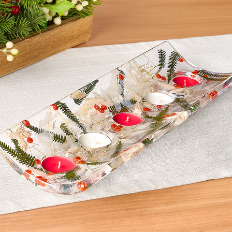 Riccardo Marzi Long Resin Tealight Candle Holder, Christmas