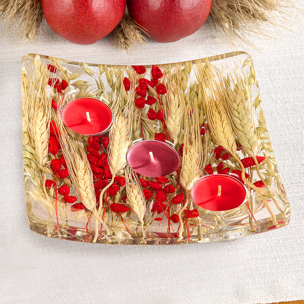 Riccardo Marzi Resin Tealight Candle Holder, Red Wheat