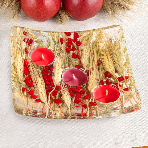 Riccardo Marzi Resin Tealight Candle Holder, Red Wheat