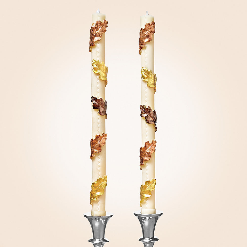 MacKenzie-Childs Falling Leaves Beeswax Taper Candles, Box of 2
