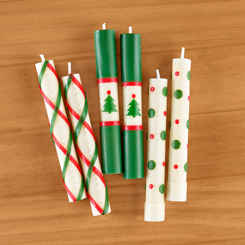 MacKenzie-Childs Noel Mini Beeswax Taper Candles, Box of 6