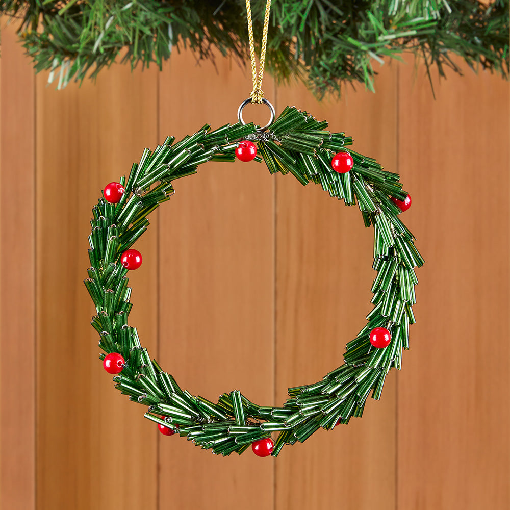 Zodax Beaded Christmas Wreath Ornament